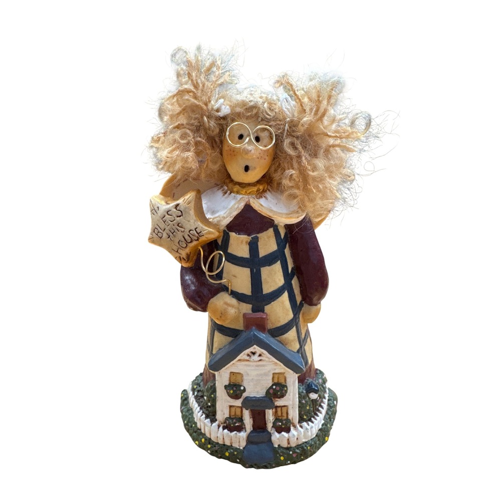 Vintage Diana Zufall Angel Figurine Bless This House Country Decor Numbered